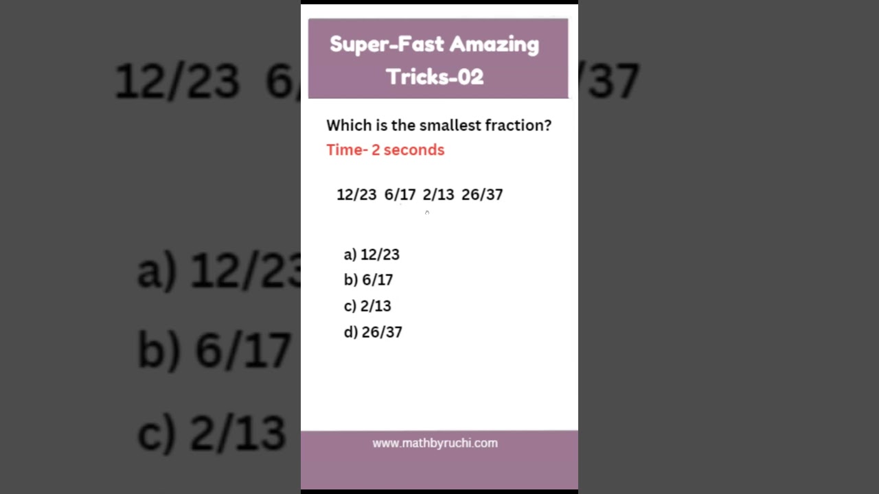 Comparing the fractions within a few seconds| Vedic Maths Fraction tricks| Ruchi Chhabra|01