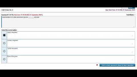 CS614 (Data Warehousing) Quiz  Solved Spring 2020