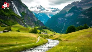 Switzerland Beautiful Alps and Waterfall Walking Tour🇨🇭