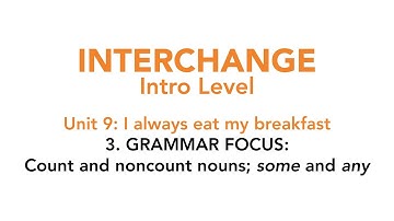 Interchange Intro - Unit 9: 3. GRAMMAR FOCUS: Count and noncount nouns; "some" and "any"