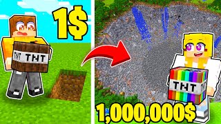 TNT ZA 1$ vs TNT ZA 1,000,000$ w Minecraft!