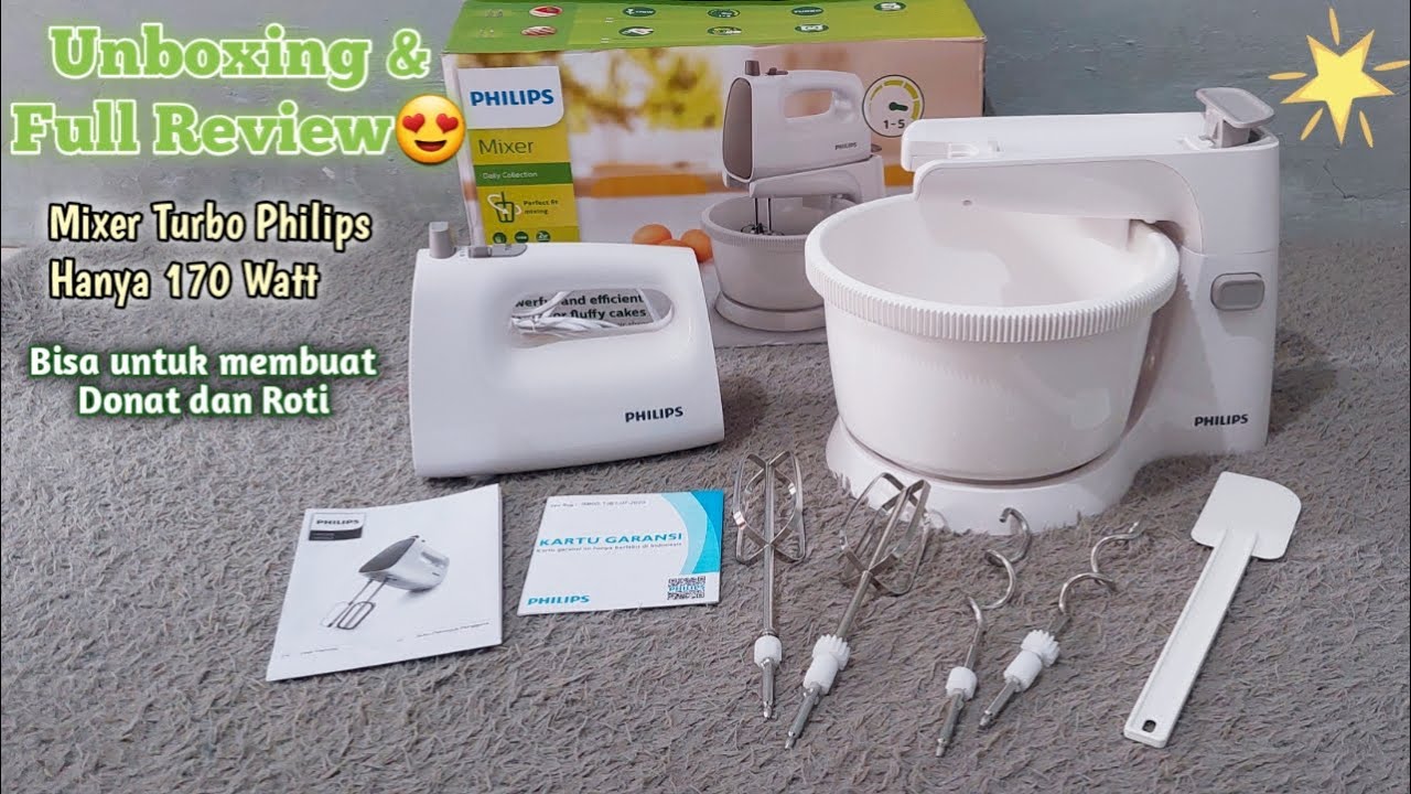UNBOXING & REVIEW MIXER PHILIPS TURBO HR1559 CARA PAKAI MIXER PHILIPS