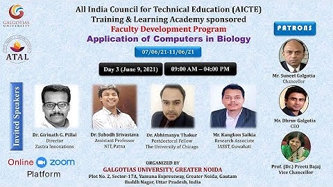 Day-3 AICTE-ATAL Sponsored FDP on Application of Computers in Biology
