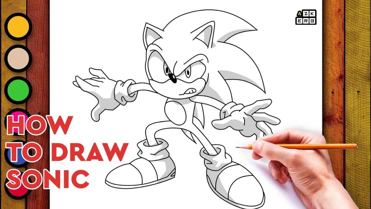 How to Draw SONIC | Step By Step Tutorial | Azkerb - YouTube