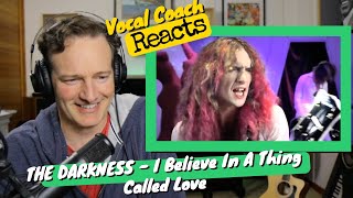 Vocal Coach REACTS The Darkness - "I believe in a thing called love"