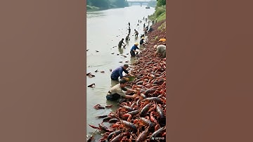 Người dân ra sông bắt được nhiều tôm hùm alaska  #funny #farmer #farming #tomhum #alaska