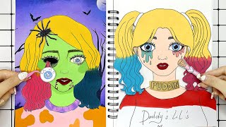 【🐾paper diy🐾】Paper Diy Makeup 🤢 Zombie Makeup vs Harley Quinn Makeup | Super Diy Paper