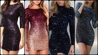Short/mini sheath/column long sleeves sequins dress/evening dress/sequins work evening dresses ideas
