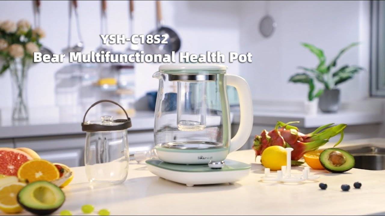 Bear YSH-C18S2 Health Pot, Electric Kettle Tea Maker with Infuser, Glass  Kettle & Stew Pot, 16 Menus 1.8L 120V, Green