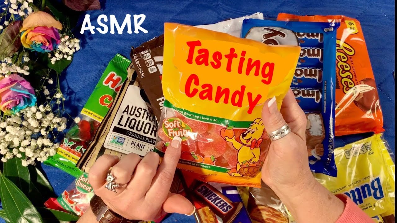 ASMR Request/Tasting Candy (Whispered) Crinkly candy bags/Crunchy chewy sounds