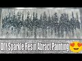 DIY RESIN SPARKLY SILVER, WHITE & GRAY GLASS ABSTRACT ART