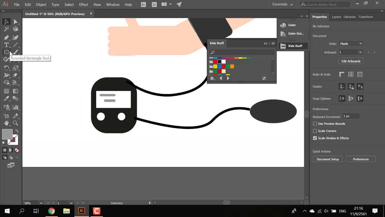 Blood pressure measuring machine Adobe illustrator design practice