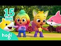 Learn Colors with Shark Family Race｜15 min｜Learn Colors for Kids｜Compilation｜3D Kids｜Hogi Colors