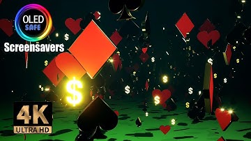 Casino Cards Symbols Screensaver (No Sound) - 10 Hours - 4K - OLED Safe