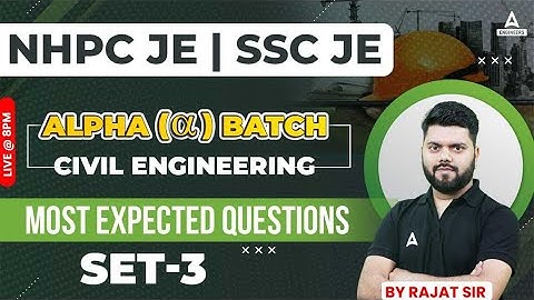 NHPC JE Civil Most Expected Questions #3 | SSC JE/NHPC JE Civil Engineering by Rajat Sir