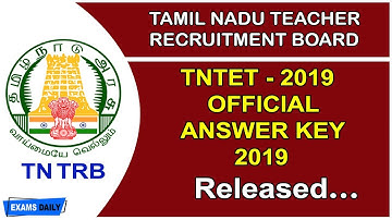 TNTET Answer Key 2019 I TNTET Paper 1,2 Answer key 2019 I Download pdf