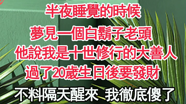 半夜睡覺的時候，夢見一個白鬍子老頭，他說我是十世修行的大善人，過了20歲生日後要發財，不料隔天醒來 我徹底傻了【顧亞男】【高光女主】【爽文】【情感】 - 天天要聞