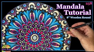 Mandala Dot Art Painting Tutorial on a Wooden Canvas Round 8 Inch