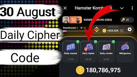 30 August Cipher code daily cipher code hamster Kombat