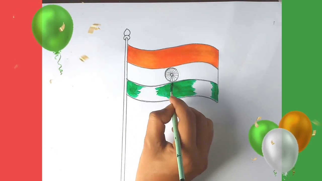Painting Of National Flag Of India In Soft - GranNino