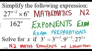 Mathematics N2 Exponents Exam @mathszoneafricanmotives @MathsZoneTV