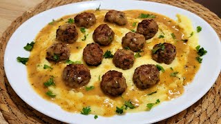 видео: Цариградски кюфтенца с картофено пюре и вкусен сос! картинка: Цариградски кюфтенца с картофено пюре и вкусен сос!