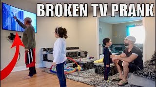 $4000 BROKEN TV PRANK ON MY DAD!!