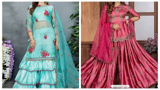 Different types of palazzo with kurti design ideas,party wear designer sharara gharara designs
