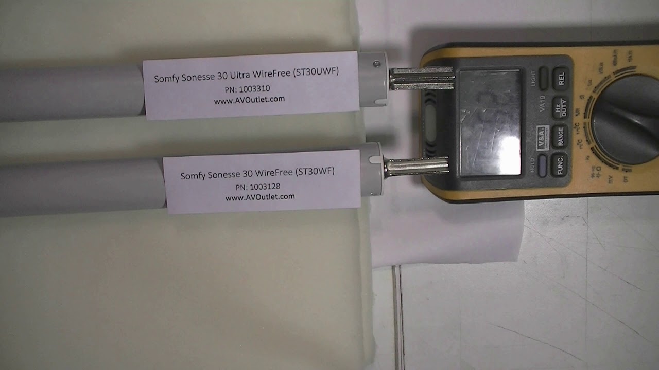 Somfy Sonesse 30 WireFree vs Ultra (1003128 vs 1003310) WireFree motor  sound bench test 