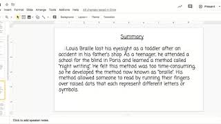 summarizing mini-lesson Information