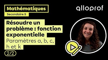 Résoudre un problème : fonction exponentielle (paramètres a, b, c, h et k) | Alloprof