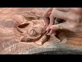 Creative sculptor with simple wood daily work to earn money