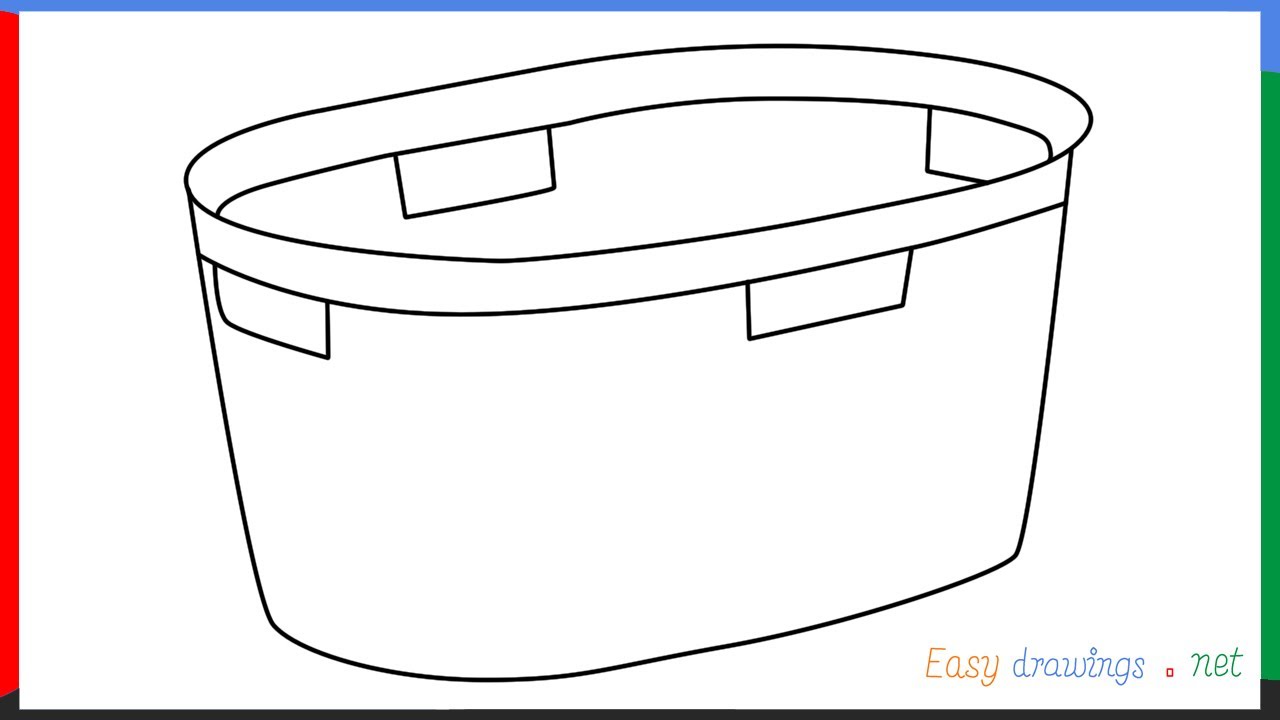 How to draw Laundry basket step by step for beginners 