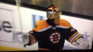 Tuukka Rask takes his anger out on a poor water bottle : r/hockey