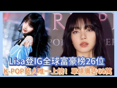 Lisa登IG全球富豪榜26位！K-POP藝人唯一上榜！單條廣告狂賺美金近60萬！