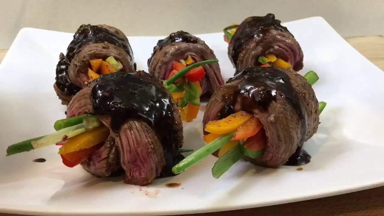 Balsamic Glazed Flank Steak Roll Ups Recipe by 4U Fitness YouTube