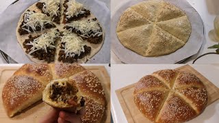 Soft and fluffy stuffed Bread triangle   خبزة محشية بطريقة مميزة خفيفة وسهلة هذا واش يصلح في الصيف