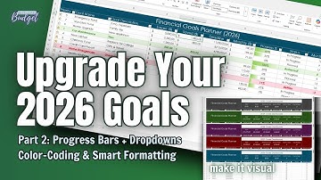 Create Your 2026 Financial Goals Planner in Excel | Progress Bars, Dropdowns + Color Coding -Part 2