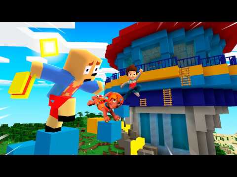 WE DO PARKOUR ON THE PAW PATROL TOWER IN MINECRAFT 😱