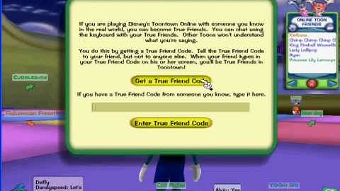 Toontown True Friend Codes