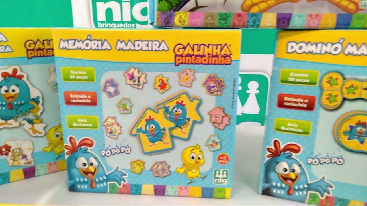 Brinquedo Educativo em Madeira Dominó da Galinha Pintadinha Jogo