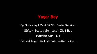 Yaşar Bey - Ey Gonca Açıl Zevkîni Sür Fasl-I Bahârın - Taş Plak