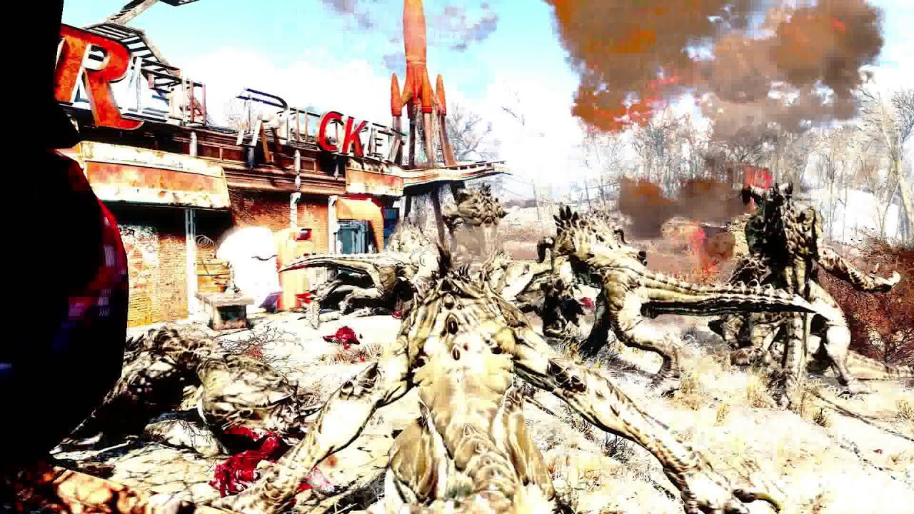 Fallout 4: Raiders vs Super Mutants, and, oh dear, now there's Deathclaws