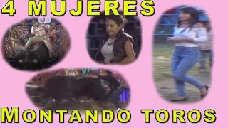 4 Mujeres Montando Toros Jaripeo En Huiramba Michoacan 2016