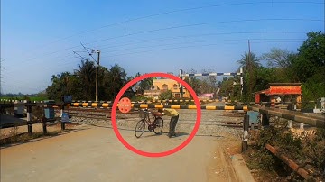 Careless Man Cross Under The Close Railgate | High Speedy Intercity Express Furiously Passing