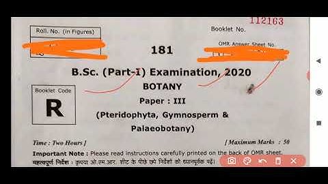 Botany Paper 3rd Pteridophyta, Gymnosperm & Palaeobotany BSC 1st yr 2020 previous years objective qn