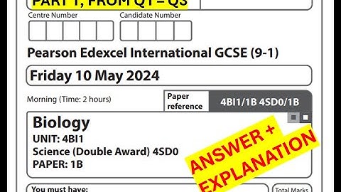 IGCSE Edexcel Biology May 2024 Paper 1B