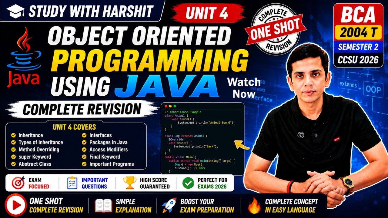 🔥 Unit 4 Object Oriented Programming using Java Complete Revision | BCA ...