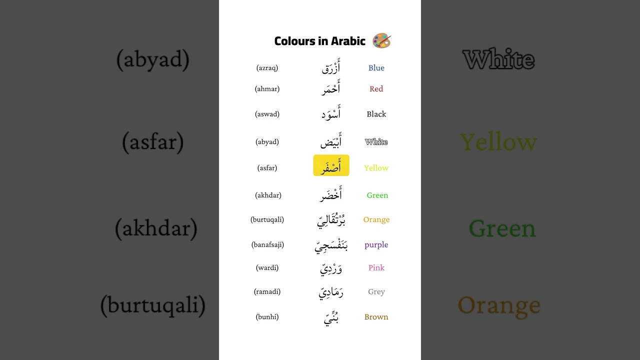 Learn colours in Arabic 🎨  #arabicforbeginners #arabicstudent #learnarabic #learnin
