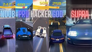 Asphalt 8 Noob vs Pro vs Hacker vs God vs ...   SUPRA!